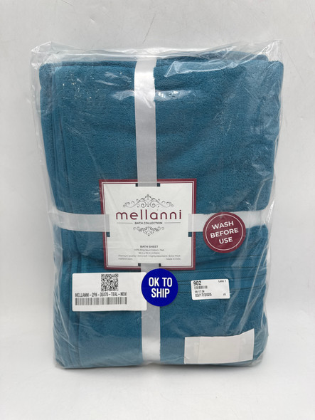 MELLANNI BATH SHEETS 100% COTTON TOWELS 35"X70", 2 PACK - TEAL New