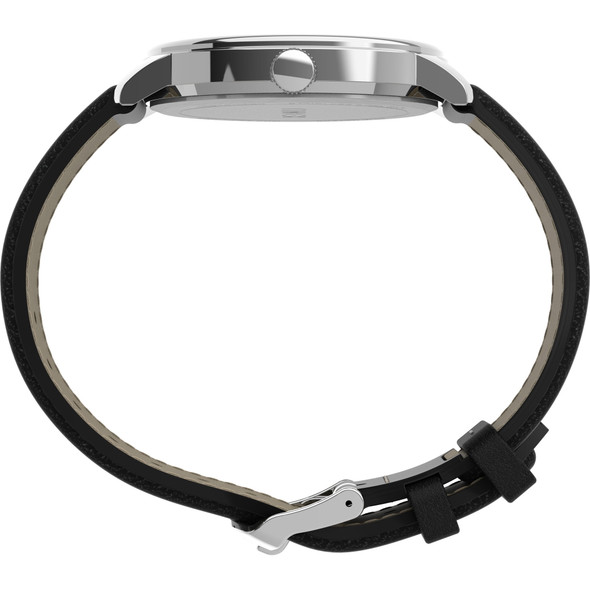 TIMEX EASY READER BOLD 43MM WATCH – SILVER-TONE CASE, WHITE DIAL,LEATHER STRAP