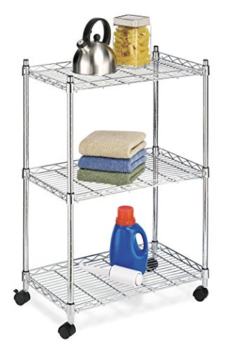 WHITMOR ROLLING 3 SHELF CART, CHROME Size: 3-TIER, 23" L x 13" W x 33" H