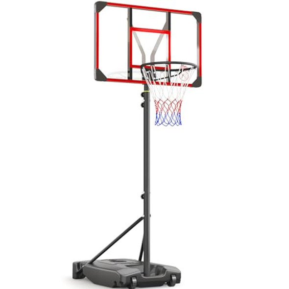 YOHOOD KIDS BASKETBALL HOOP OUTDOOR 4.82-8.53FT Adjustable Portable - Red