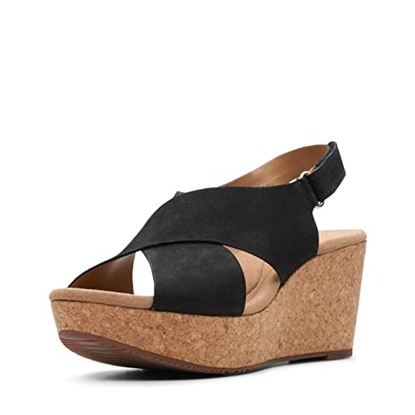 261248684050 WOMEN'S ANNADEL EIRWYN WEDGE SIZE 7.5 BLACK NUBUCK