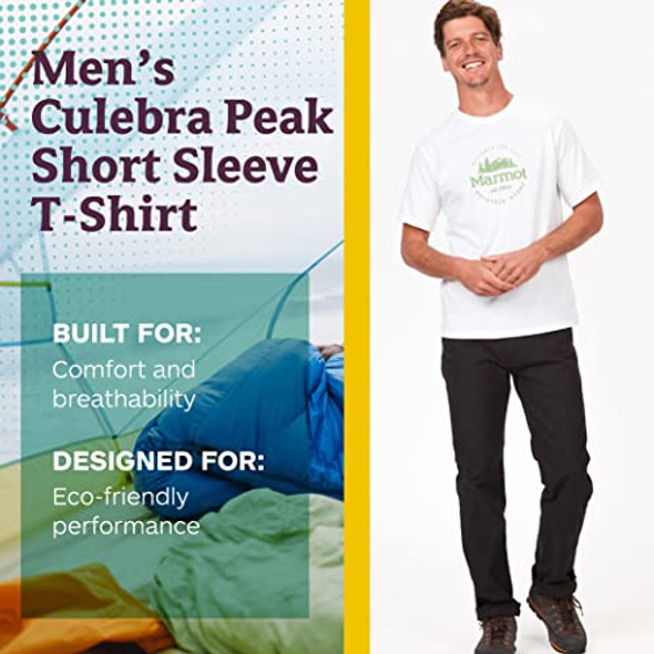 Marmot Men's Logo T-Shirt Graphic Cotton Tee Large Culebra Peak White 080 New