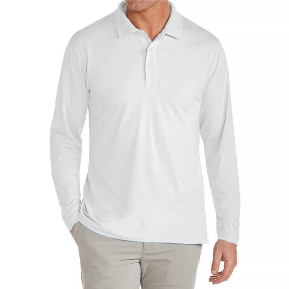 JUMP START MEN'S MODERN FIT LONG SLEEVE POLO SHIRT - SIZE: MEN L - WHITE New