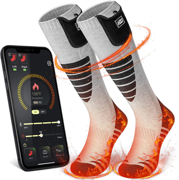 MATKAO HEATED SOCKS WITH APP CONTROL - SIZE MEDIUM - GRAY