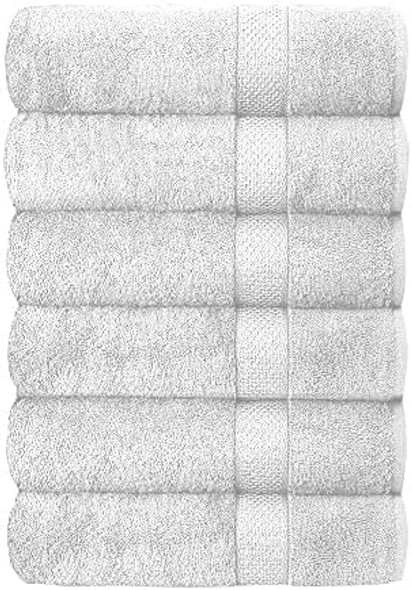 SIMPLE ELEGANCE 6-PACK PLUSH BATH TOWEL SET (27X52 INCH) - WHITE New