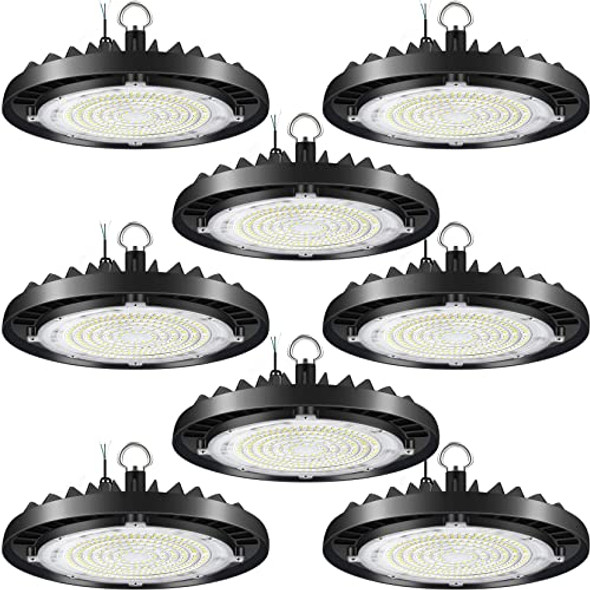 CINOTON 150W LED High Bay Lights with Self-Wiring, 21000LM[600W OSD] ETL 8 Pack