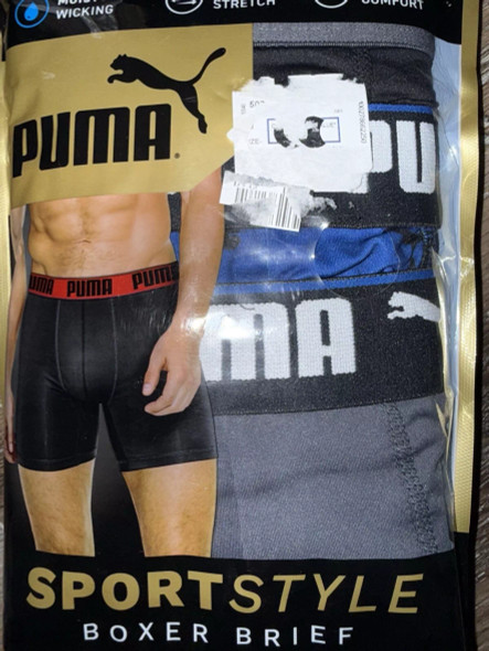 PUMA 3 PAIR MEN'S BOXER BRIEFS POLYESTER BLEND PERFORMANCE - SIZE: MEN L (36-38 New