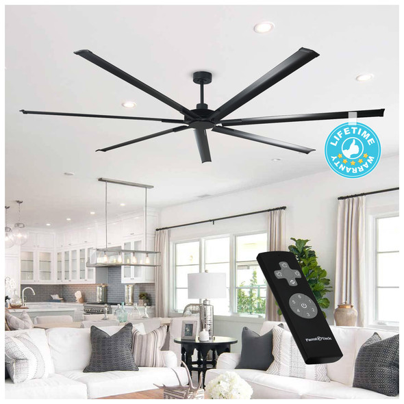 PARROT UNCLE 84" INDUSTRIAL MATTE 7-BLADE CEILING FAN REMOTE F8311BK110V - BLACK PARROT UNCLE 84" INDUSTRIAL MATTE 7-BLADE CEILING FAN REMOTE F8311BK110V - BLACK