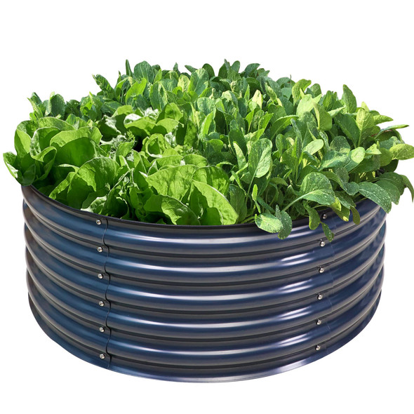 OLLE 17" TALL, 42" ROUND GARDEN BED KIT, 3.5 * 3.5 * 1.4FT - MIDNIGHT GRAY