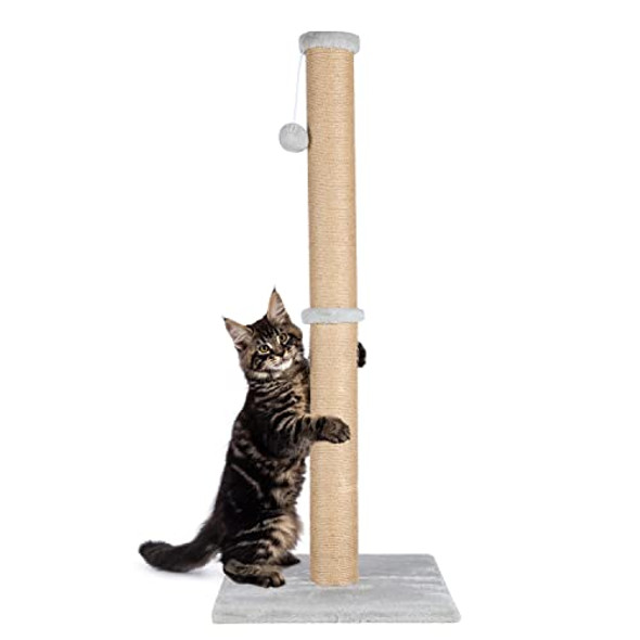 FluffyDream 37'' Cat Scratching Post, Natural Sisal Rope Scratcher - Sand Color