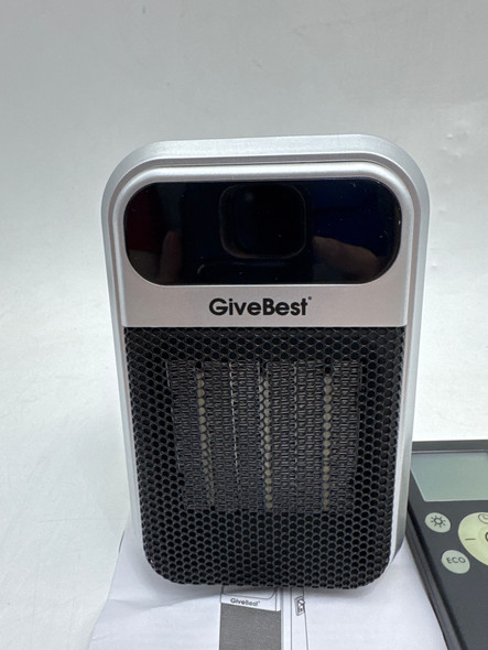 GIVEBEST 800W WALL OUTLET SPACE HEATER WITH REMOTE - SILVER/BLACK