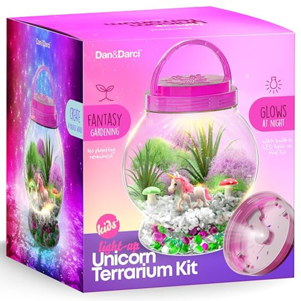 Dan&Darci Light-Up Unicorn Terrarium Kit Gifts - Pink New