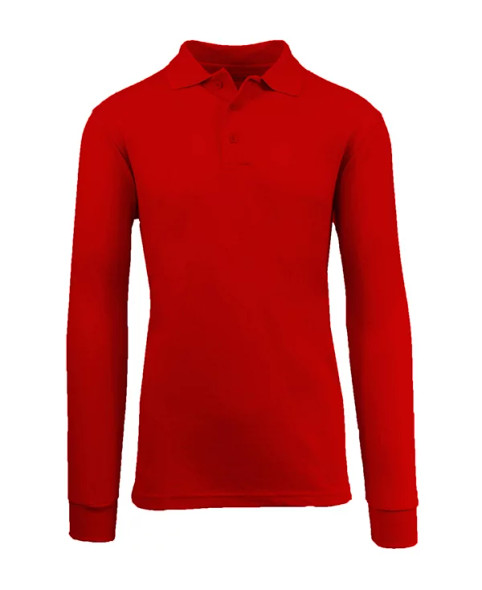 GALAXY BY HARVIC MEN'S LONG SLEEVE PIQUE POLO SHIRT - SIZE M - RED New