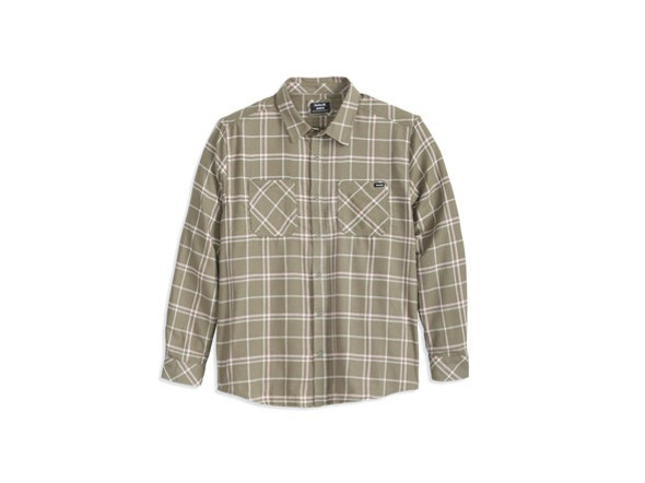 HURLEY MEN'S FLANNEL BUTTON UP SHIRT - SIZE: MEN L - OLIVE/KHAKI New
