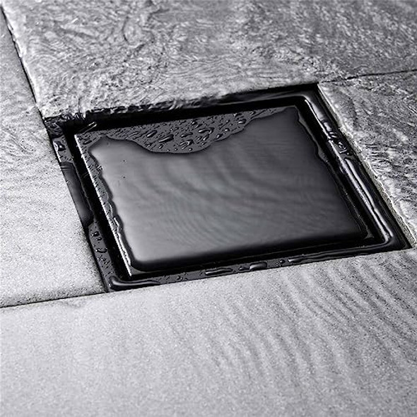 Efd-B-Y15 6 Inch Square Shower Drain FLANGE REVERSIBLE 2-IN-1 COVER - BLACK