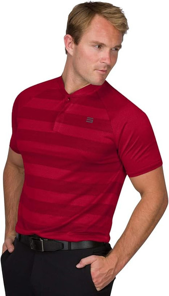 THREE SIXTY SIX MEN'S SHORT SLEEVE COLLARLESS GOLF POLO - SIZE: MEN S - PURE RED