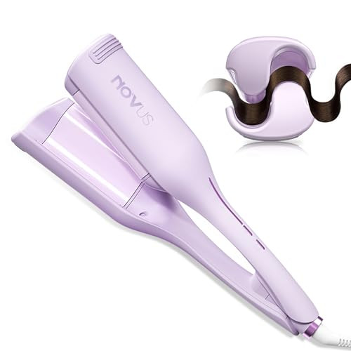 NOVUS CURLING IRON HAIR CRIMPER WAVER 1.4 INCH ANTI-SCALD ROVY WAVES - LAVENDER