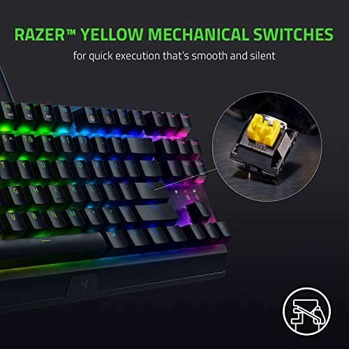 RAZER BLACKWIDOW V3 TKL GAMING KEYBOARD: YELLOW MECHANICAL SWITCHES - BLACK