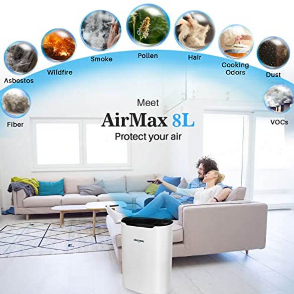 OKAYSOU AIR PURIFIERS FOR HOME LARGE BED ROOM ULTRA DUO 3 FILTERS - WHITE