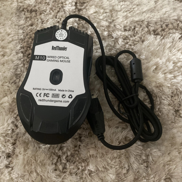 REDTHUNDER CORDED WIRED OPTICAL USB GAMING MOUSE M10 - BLACK