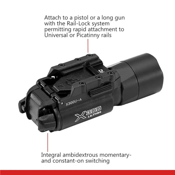 SureFire X300U-A Ultra High Output 1000 Lumens LED Weapon Light - Black