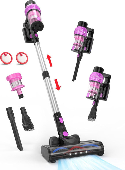 HAWKAM 30KPA CORDLESS VACUUM 80000 RPM MOTOR 7-IN-1 STICK RECHARGEABLE - PURPLE