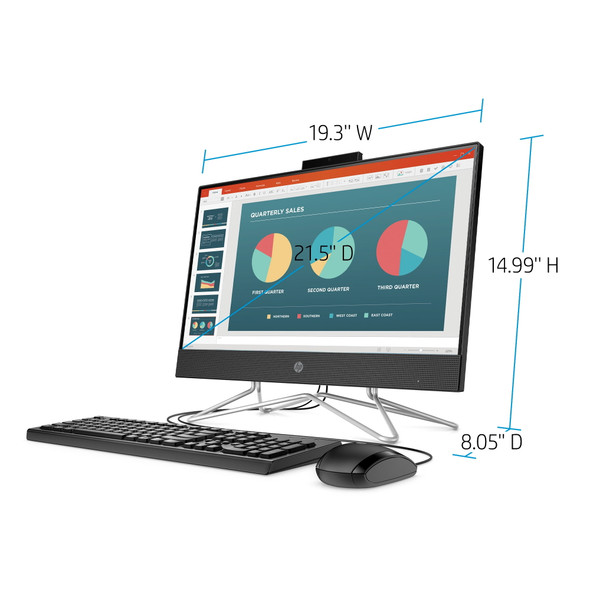 HP 22" Touch AlO Desktop, Ryzen 3 3250U, 8GB, 1TB, Black, W11, 22-df0023w
