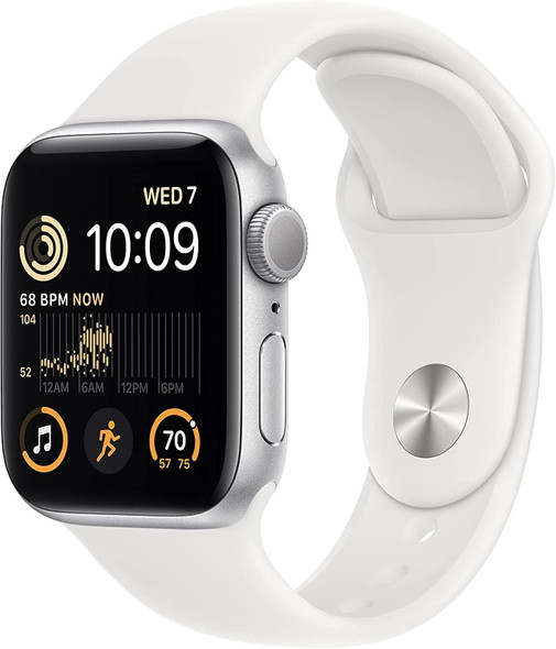 Apple Watch SE 40mm Silver Alum Case w White Sport Band 2nd Gen MNT93LL/A Apple Watch SE 40mm Silver Alum Case w White Sport Band 2nd Gen MNT93LL/A
