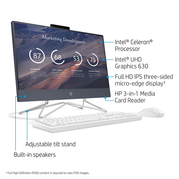 HP 22-DF00 21.5-Inch FHD AIO Intel Celeron G5900T 4GB 256GB SSD W10