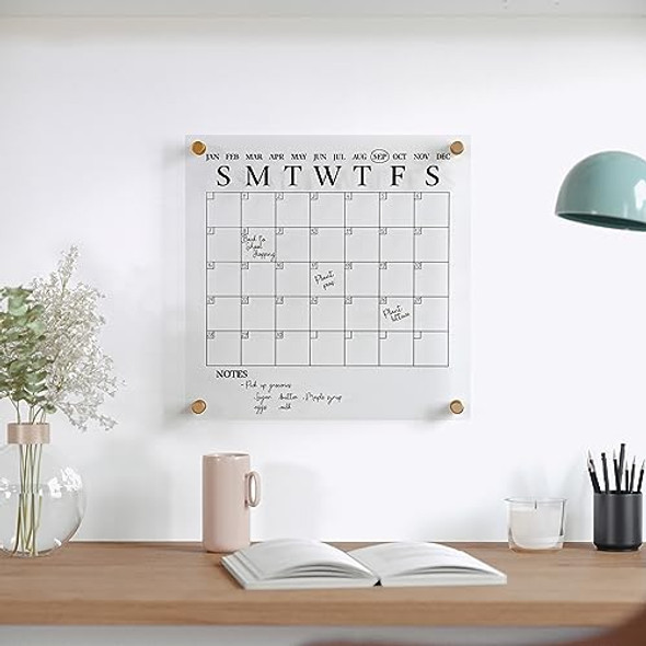 Martha Stewart Grayson Acrylic Dry Erase Wall Calendar 14" Square