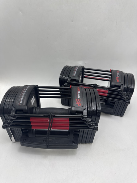 POWERBLOCK EXP ADJUSTABLE DUMBBELLS, STAGE 1, 5-50 LB, 503-00186-02 - BLACK/RED
