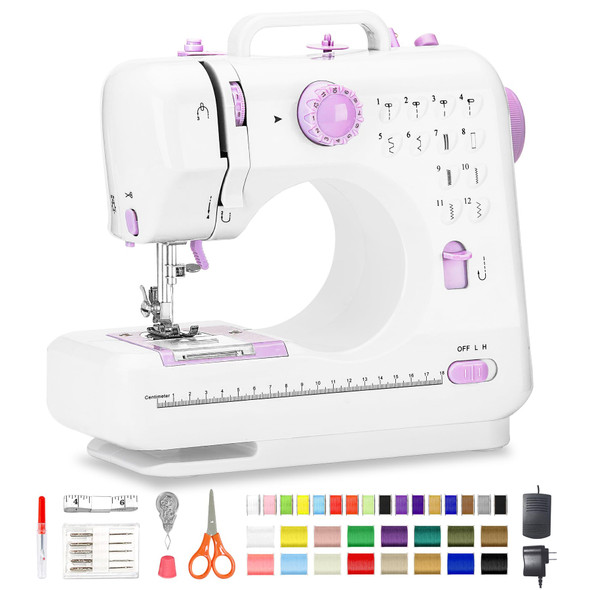 SUN PUNK SEWING MACHINE WITH 12 BUILT-IN STITCHES, MINI FHSM-505 - PINK