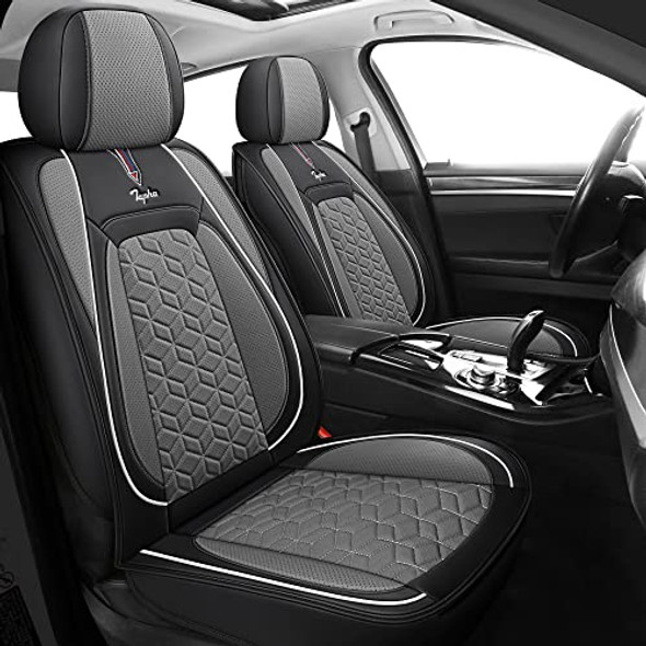 TAPHA EXECUTIVE LEATHERETTE CAR SEAT COVER & CUSHION SET - BLACK/GRAY