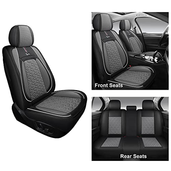 TAPHA EXECUTIVE LEATHERETTE CAR SEAT COVER & CUSHION SET - BLACK/GRAY