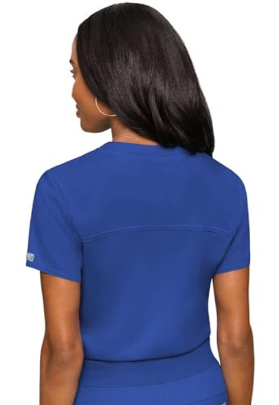MED COUTURE WOMEN'S V-NECK SCRUB TOP TIMBER MODERN FIT TUCK-IN TOP ROYAL SMALL New