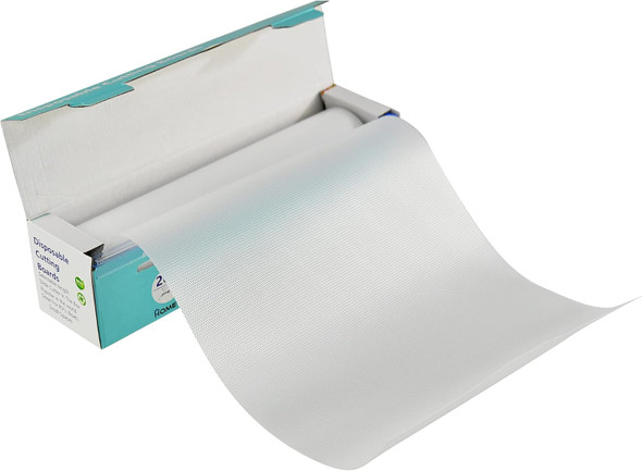 HOME-X DISPOSABLE ROLL OF CUTTING BOARD PLASTIC, 12” W X 25 FT L - WHITE New