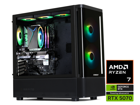 STORMCRAFT Gaming PC SKYHAWK PRO AMD Ryzen 7 7700 NVIDIA Geforce RTX 5070 – AI