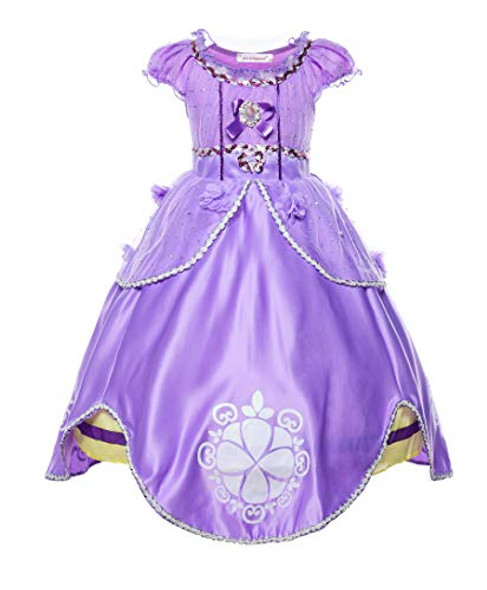 JERRIS APPAREL GIRLS PRINCESS COSTUME FLOOR LENGTH PARTY DRESS SIZE 6 - PURPLE
