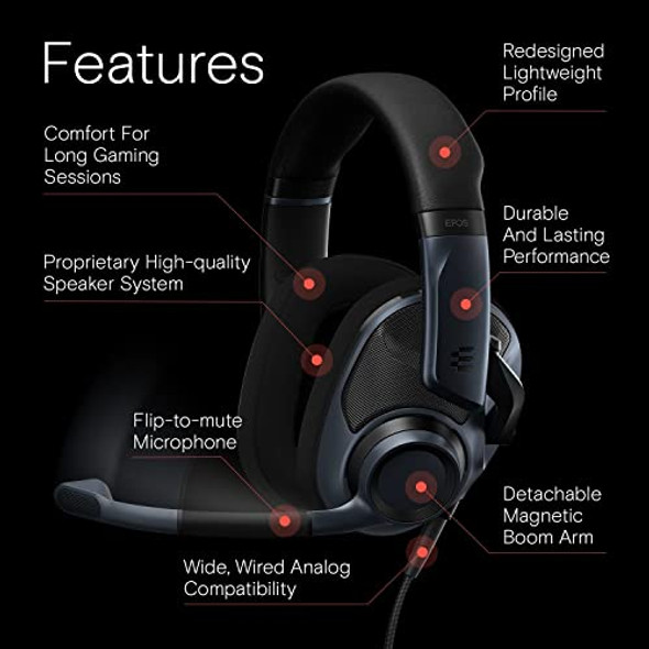 EPOS Gaming Headset with Mic, Open Acoustic, Lightweight, Comfortable - BLACK