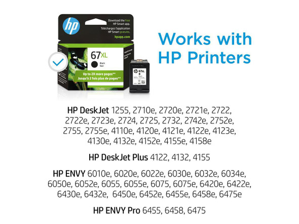 HP 67XL High Yield Black Original Ink Cartridge, ~240 pages, 3YM57AN#140