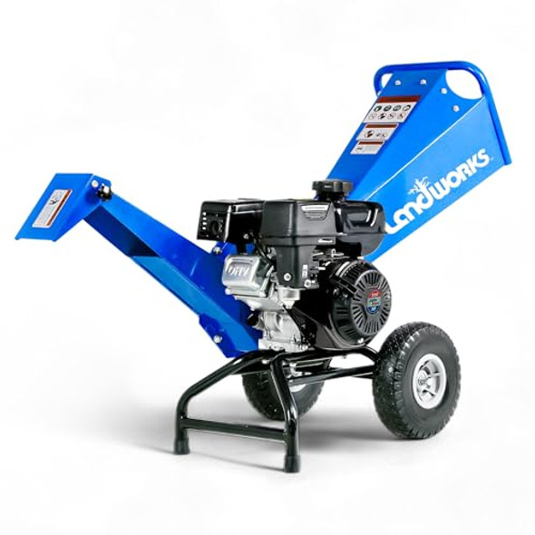 LANDWORKS WOOD CHIPPER SHREDDER HEAVY DUTY 7 HP GAS COMPACT GUO067 - BLUE