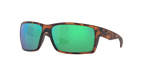 COSTA DEL MAR MEN REEFTON RECTANGULAR 64MM MATTE TORTOISE/GREEN MIRRORED