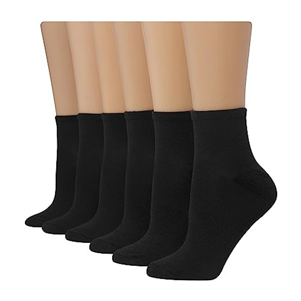 HANES WOMEN'S 6-PAIR COMFORT FIT ANKLE SOCKS SIZE: WOMEN 8-12 BLACK New