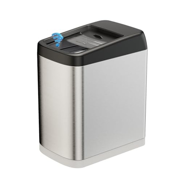 ELLO&ALLO 50 LITER 13 GALLON TOUCHLESS RECTANGULAR BRUSHED TRASH CAN - BLACK