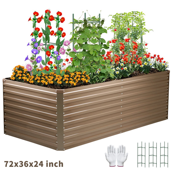 SONFILY PLANTER RAISED BEDS,RAISED GARDEN BEDS OUTDOOR 2X36X24INCH - BROWN SONFILY PLANTER RAISED BEDS,RAISED GARDEN BEDS OUTDOOR 2X36X24INCH - BROWN