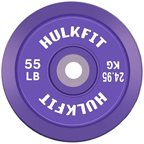 HULKFIT 2-INCH PRO SERIES OLYMPIC STYLE BUMPER WEIGHT PLATE 55 LBS - PURPLE