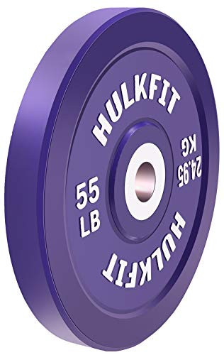 HULKFIT 2-INCH PRO SERIES OLYMPIC STYLE BUMPER WEIGHT PLATE 55 LBS - PURPLE