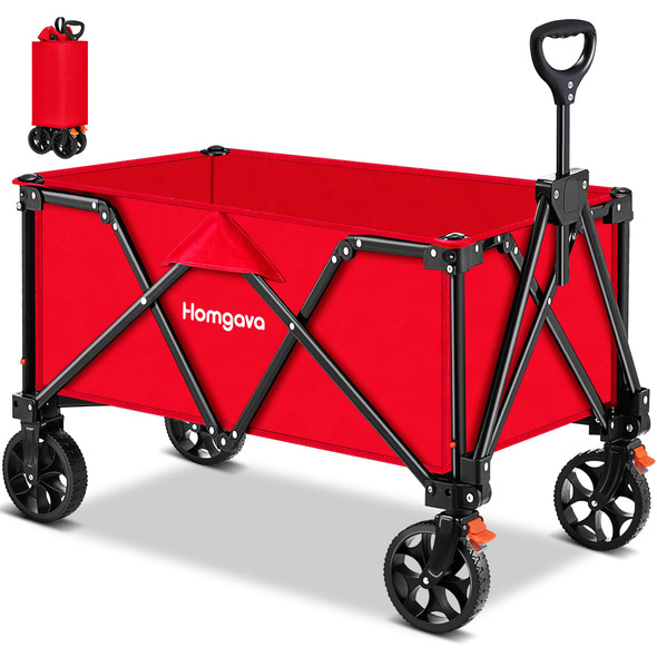 HOMGAVA COLLAPSIBLE FOLDING WAGON HEAVY DUTY WITH WHEELS NYX07-033-RED - RED