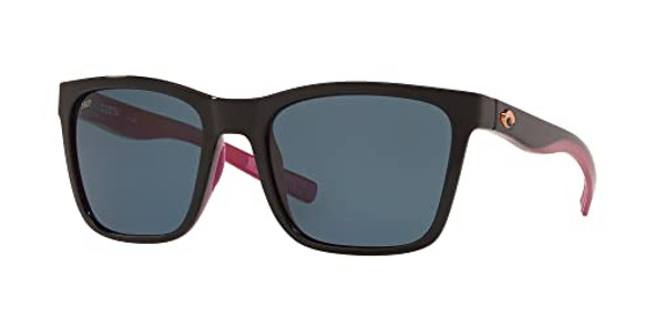 Costa Del Mar Women's Panga Square Sunglasses Shiny Black Crystal Gray