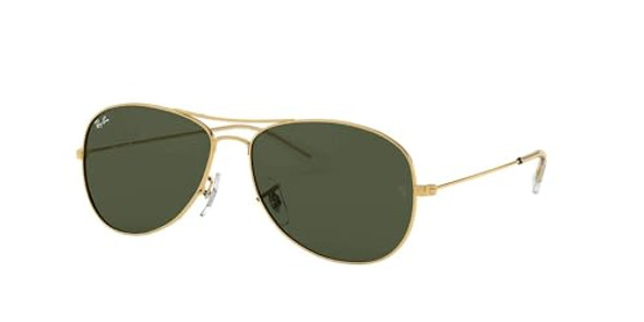RAY-BAN MEN'S RB3362 COCKPIT AVIATOR SUNGLASSES 56 MILLIMETER GOLD/G-15 GREEN